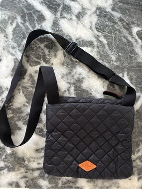 MZ WALLACE Quilted Flat Black Metro Crossbody Sling Bag- Like New